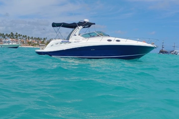 a small boat in a large body of water